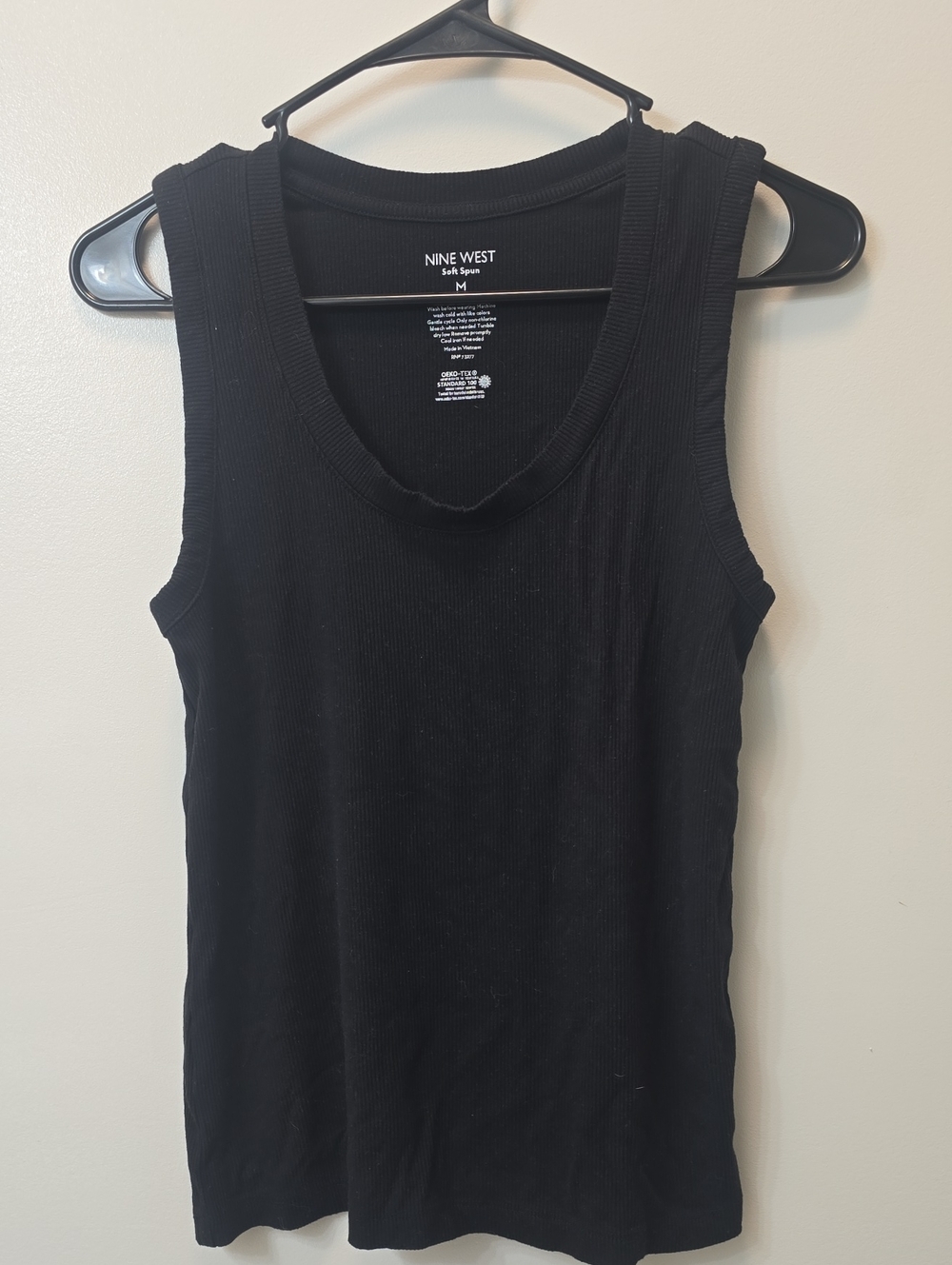 Nine West Black Ribbed Sleeveless Top